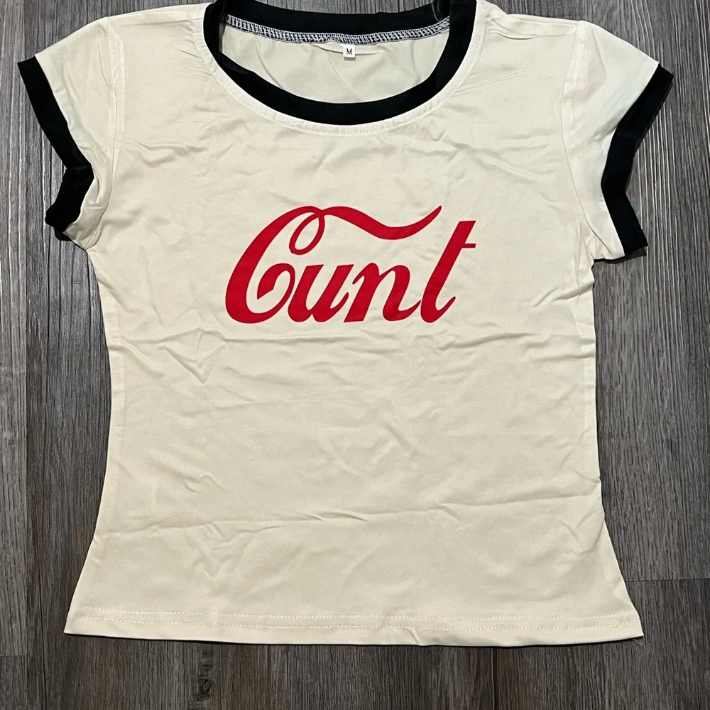 Coca Cola Print C.u. nt Goth Baby Tee Y2K Aesthetic Grunge Graphic Emo Girl - Picture 3 of 4